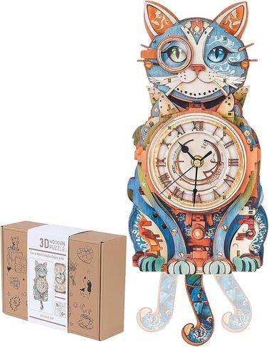 3D Puzzles for Adults, Cute Cat Wall Clock 3D Wooden Puzzles Clock Kits for DIY Birthday Gift for Women Men Home Decor Holiday Christmas in Kuwait