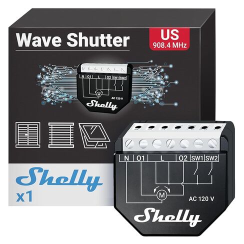 Shelly Wave Shutter US UL | Z-Wave Shutter Controller with Power Metering | Home Automation | Z-Wave Repeater | High Compatibility | Easy Installation | iOS Android App in Kuwait