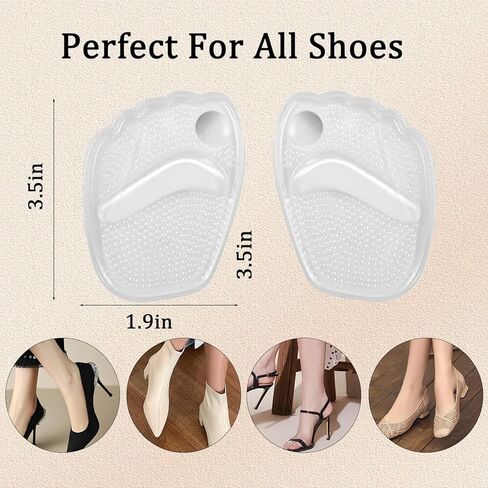 Metatarsal Gel Pads for Women, Soft Ball of Foot Cushions for Shoe Pain Relief, Non-Slip Forefoot Inserts, One Size Fits Most (2 Pairs, Clear) in Saudi Arabia