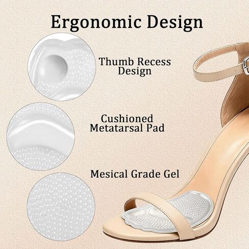 Metatarsal Gel Pads for Women, Soft Ball of Foot Cushions for Shoe Pain Relief, Non-Slip Forefoot Inserts, One Size Fits Most (2 Pairs, Clear) in Saudi Arabia
