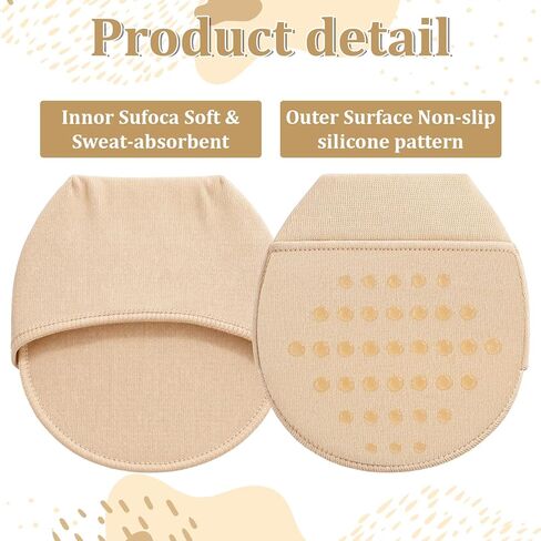 6 Pairs Ball of Foot Cushion Socks, No Show Liner Half Sock for Women Non-Slip Seamless Sandal Flat Socks Womens Toe Cover with Padding Toe Topper Liner Sock for Women Flats High Heels in Saudi Arabia