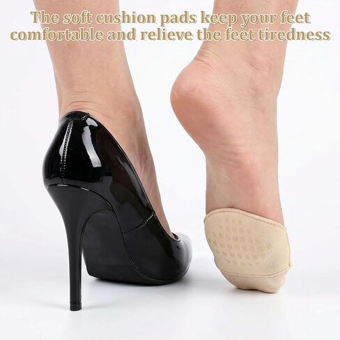 6 Pairs Ball of Foot Cushion Socks, No Show Liner Half Sock for Women Non-Slip Seamless Sandal Flat Socks Womens Toe Cover with Padding Toe Topper Liner Sock for Women Flats High Heels in Saudi Arabia