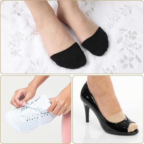 6 Pairs Ball of Foot Cushion Socks, No Show Liner Half Sock for Women Non-Slip Seamless Sandal Flat Socks Womens Toe Cover with Padding Toe Topper Liner Sock for Women Flats High Heels in Saudi Arabia