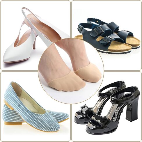 6 Pairs Ball of Foot Cushion Socks, No Show Liner Half Sock for Women Non-Slip Seamless Sandal Flat Socks Womens Toe Cover with Padding Toe Topper Liner Sock for Women Flats High Heels in Saudi Arabia
