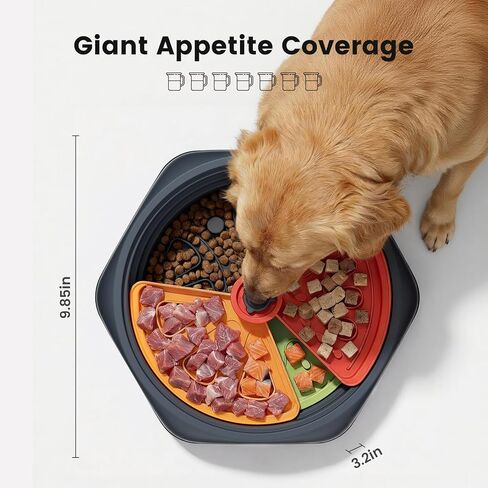 Gardner Pet Dog Slow Feeder Dog Bowl, Dogs Puzzle Enrichment Toy Rotating Plate, 8.45'' M Size with Suction Base for All Breed Sizes Pets, BPA-Free in Kuwait