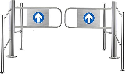 بوابة متأرجحة للسوبر ماركت من الفولاذ المقاوم للصدأ تُغلق تلقائيًا، بوابة أمان مع حاجز حماية، 130 سم (51.1 بوصة) للاستيراد/التصدير - حل الوصول الآمن in Kuwait