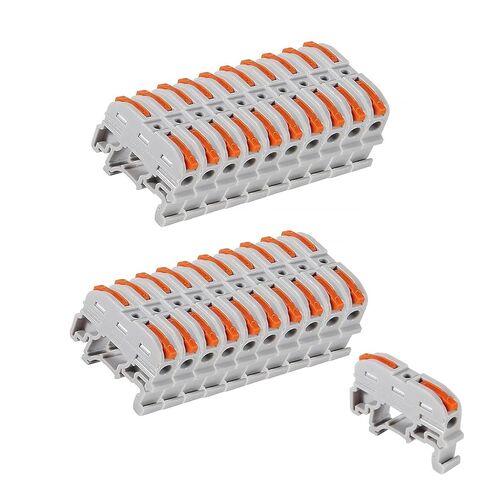 20PCS DIN Rail Terminal Blocks Kit, Universal Compact Lever Wire Connector for Electrical Wires, Detachable Ground Circuit Terminal Blocks for Circuit Inline 28-12 AWG in Saudi Arabia