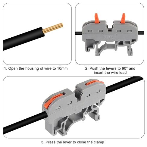 20PCS DIN Rail Terminal Blocks Kit, Universal Compact Lever Wire Connector for Electrical Wires, Detachable Ground Circuit Terminal Blocks for Circuit Inline 28-12 AWG in Saudi Arabia