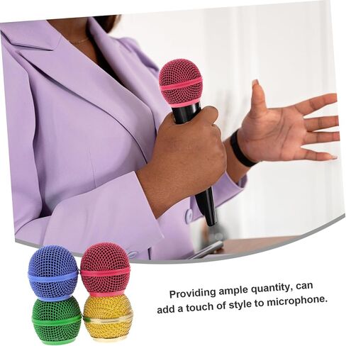 Toyvian 4Pcs Colored Microphone Mesh Grills Durable Mic Grille Replacement for Enhanced Sound and Aesthetics Compatible with Wired Mics in Saudi Arabia