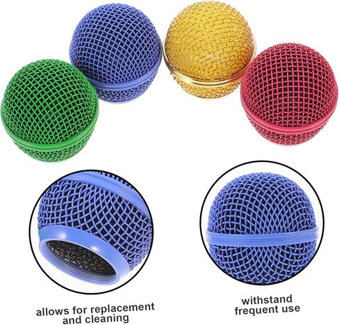 Toyvian 4Pcs Colored Microphone Mesh Grills Durable Mic Grille Replacement for Enhanced Sound and Aesthetics Compatible with Wired Mics in Saudi Arabia