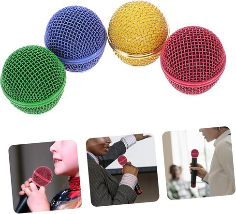 Toyvian 4Pcs Colored Microphone Mesh Grills Durable Mic Grille Replacement for Enhanced Sound and Aesthetics Compatible with Wired Mics in Saudi Arabia