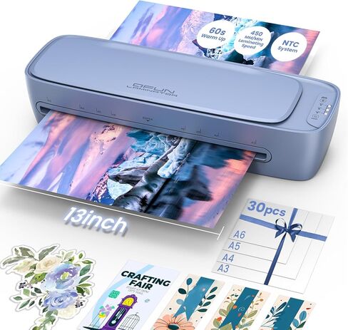 13 Inch Laminator Machine 11x17 with Laminating Sheets Personal Laminator for Teachers, 60S Warm Up Cold Thermal Lamination Machine for Home Office, A3 Laminating Machine Portable Paper Laminate Kit in Kuwait
