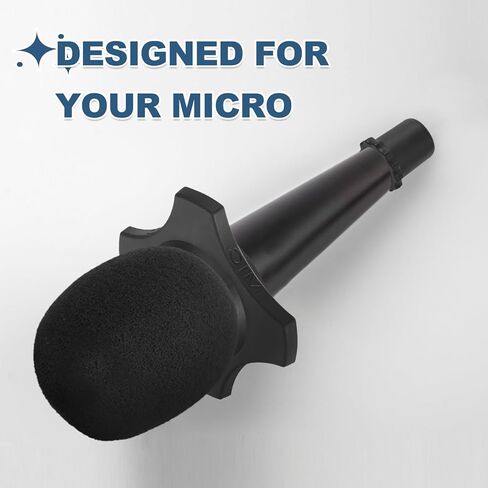 MECCANIXITY 8 Set Microphone Cover Foam Mic Cover, with 1.5" Mic Protection Silicone Ring and Anti Rolling Bottom Sleeve Holder for Karaoke DJ Concert Theater, Black in Saudi Arabia