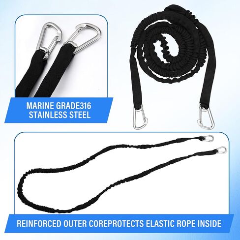 Bungee Anchor Line, 7-14 Inch Adjustable Boat Bungee Dock Lines for Boats, Boat Anchor, Absorbs Shock from Swells & Wind, Prevents Dislodging for Anchoring, Mooring & Tethering in Saudi Arabia
