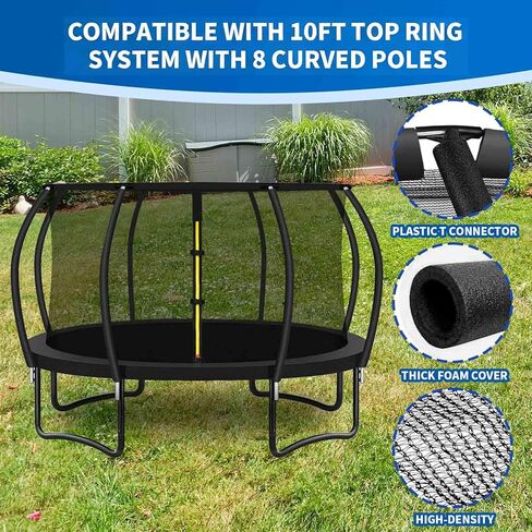8 قطع بديلة لأعمدة الترامبولين المنحنية بطول 10 أقدام مع شبكة حاوية، عمود منحنى الترامبولين، موصل بلاستيكي على شكل حرف T، قضبان من الألياف الزجاجية، أجهزة التركيب، حشوة إسفنجية in Kuwait