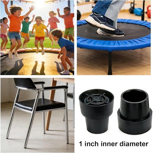 8Pcs Trampoline Leg Caps, 1 Inch Diameter Rubber Leg Tips Replacement Parts, Chair Rubber Leg Caps for Trampoline Accessories, Black Non-Slip Floor Protectors in Saudi Arabia