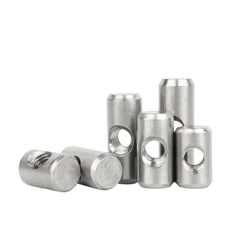 Cylindrical pin Slotted Nuts M4 M5 M6 Barrel Bolts Cylindrical Pin Dowel Cross Hole Hammer Embedded Nut for Furniture Accessories 304 A2 Stainless Steel(M5x10x8mm-10pcs) in Saudi Arabia