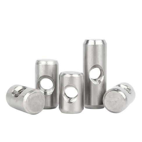 Cylindrical pin Slotted Nuts M4 M5 M6 Barrel Bolts Cylindrical Pin Dowel Cross Hole Hammer Embedded Nut for Furniture Accessories 304 A2 Stainless Steel(M5x10x8mm-10pcs) in Saudi Arabia