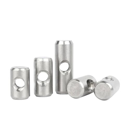 Cylindrical pin Slotted Nuts M4 M5 M6 Barrel Bolts Cylindrical Pin Dowel Cross Hole Hammer Embedded Nut for Furniture Accessories 304 A2 Stainless Steel(M5x10x8mm-10pcs) in Saudi Arabia