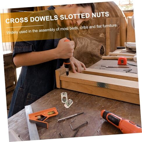 Holibanna 20Pcs Nut Hardware Kit for Cribs Chairs Furniture Slotted Cross Dowel Nuts for Reliable Assembly Replacement Parts in Kuwait