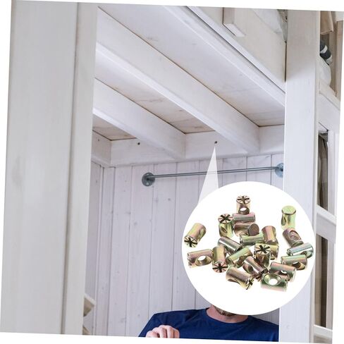 Holibanna 20Pcs Nut Hardware Kit for Cribs Chairs Furniture Slotted Cross Dowel Nuts for Reliable Assembly Replacement Parts in Kuwait