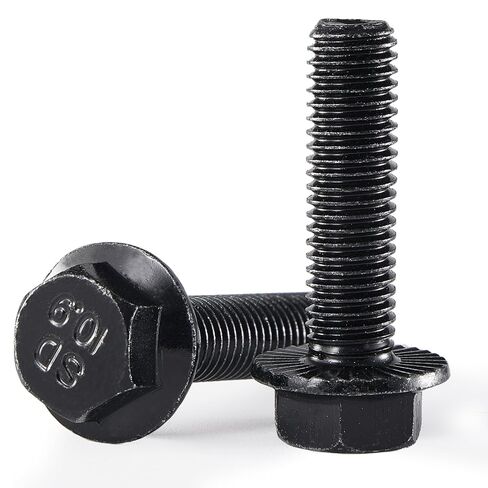 M12 x 70mm 5Pcs Flanged Hex Head Bolts, M12 x 1.75 Bolts, Flange Hexagon Head Screws, 10.9 Grade Alloy Steel, Black Oxide Finish, Metric Half Thread in Kuwait
