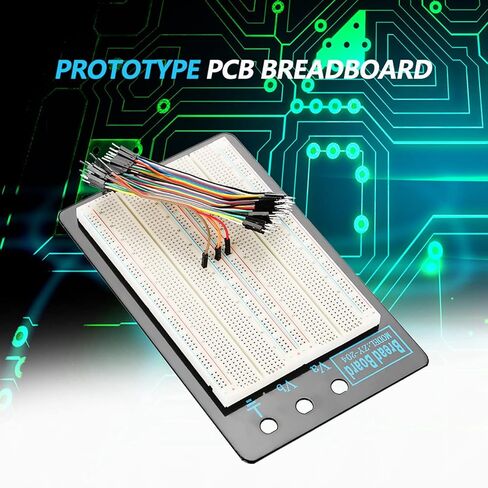 Breadboard Test Bed Circuit Test 1660 Points Holes Plug in Solder Prototype PCB White ABS Aluminum Board 8.46inch x 5.11inch 390g in Saudi Arabia