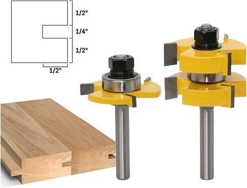 ​2pcs 8mm & 1/4 Inch Shank 46mm Head 3-Tooth T-Type Mortise Cutter | Panel Cutter | Floor Cutter | Woodworking Cutter​(1/4") in Saudi Arabia