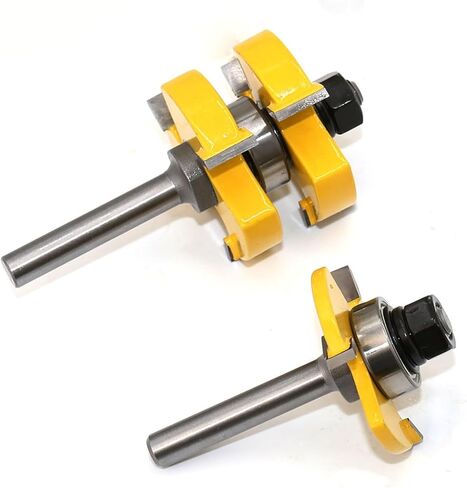​2pcs 8mm & 1/4 Inch Shank 46mm Head 3-Tooth T-Type Mortise Cutter | Panel Cutter | Floor Cutter | Woodworking Cutter​(1/4") in Saudi Arabia