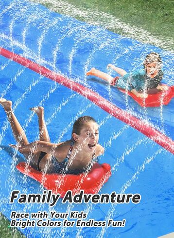 انزلاق ومياه شريحة للأطفال والبالغين يزداد شائكة ماء في الفناء الخلفي الشاق الطويل مع اثنين in Kuwait