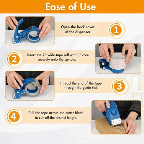 2 Pack Heavy Duty Packing Tape Dispenser Gun – 2-Inch Wide Tape Dispenser with Adjustable Brake – Fits 3-Inch Core, Industrial-Grade Tape Gun for Moving, Shipping, Office & Warehouse Use (Blue) in Kuwait