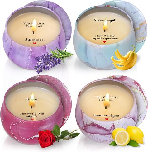 Scented Candles Gift Set for Women with Sayings, 4 Pack Aromatherapy Candles with Four Scents, Birthday Mothers Day Inspirational Gifts for Women, 120H Long Lasting Burn 17.6 Oz in Kuwait
