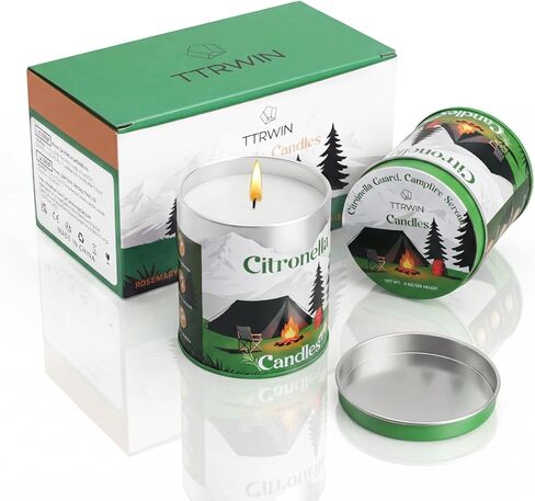 TTRWIN Citronella Candles Outdoor, Natural Citronella Candles, Create an Invisible Barrier and Warm Halo for You Outdoors, Making Every Outdoor Stop Full of Peace of Mind and Comfort, 2 Cans in Kuwait