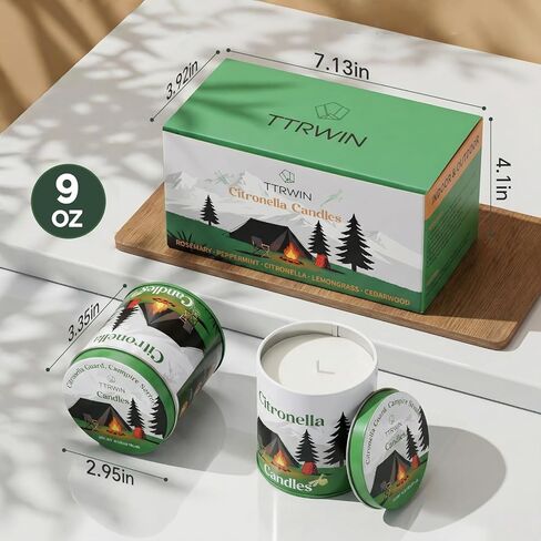 TTRWIN Citronella Candles Outdoor, Natural Citronella Candles, Create an Invisible Barrier and Warm Halo for You Outdoors, Making Every Outdoor Stop Full of Peace of Mind and Comfort, 2 Cans in Kuwait