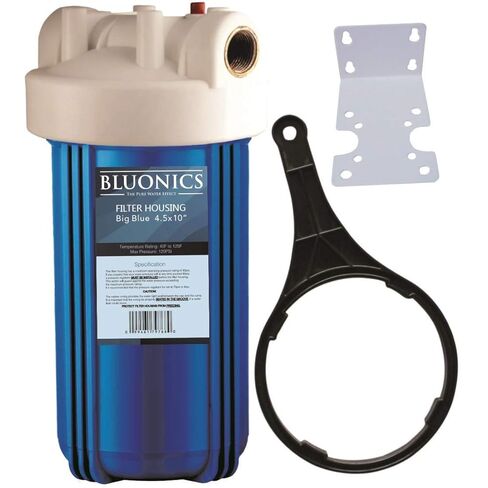 يستخدم نظام مبيت فلتر المياه بالكامل من Bluonics 4.5 × 10 خراطيش ذات حجم قياسي 4.5 × 10 - كاملة مع مفتاح الربط والقوس والمسامير in Kuwait