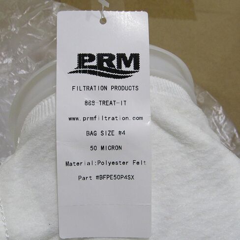 10 Pack #4 Size 50 Micron Liquid Filter Bags, Polyester Felt with Polypropylene Ring, 4-1/8" Diameter x 14" Length, High Dirt Holding Capacity for Liquid Filtration in Kuwait