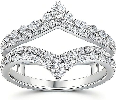 925 sterling Silver Moissanite Ring Enhancer لخواتم الخطبة ، نطاقات زفاف منحنية للنساء من أجل حارس التفاف القابل للتكديس 5-10 in Kuwait