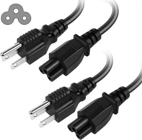 3 PRONG AC Power Cord ، 15ft. متوافق مع Dell HP LG Lenovo Asus Samsung Sony Monitor TV ، Scanner ،- NEMA 5-15p إلى C5 كابل الطاقة. (15 قدم) in Kuwait