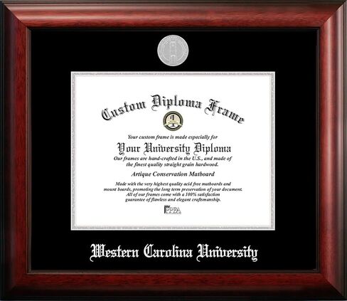 NCAA Western Carolina Catamounts Unisex Silver Embossed Diploma Frame Western Carolina University 11W x 8.5H Silver Embossed Diploma Frame, Brown, One Size in Saudi Arabia