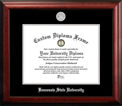 Campus Images NCAA Kennesaw State Owls Unisex Silver Embossed Diploma Frame Kennesaw State University 14W x 11H Silver Embossed Diploma Frame, Brown, One Size in Saudi Arabia