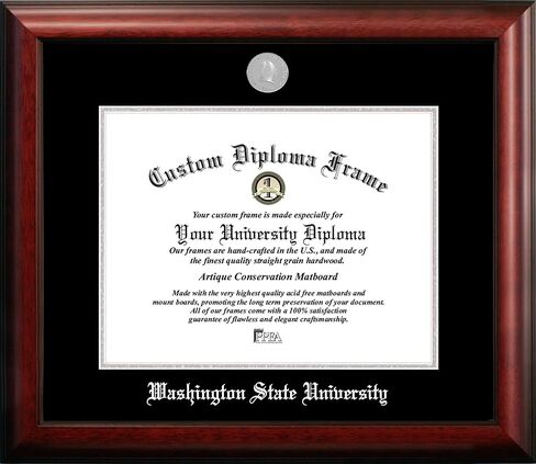 Campus Images NCAA Washington State Cougars Unisex Silver Embossed Diploma Frame Washington State University 14W x 11H Silver Embossed Diploma Frame, Brown, One Size in Saudi Arabia