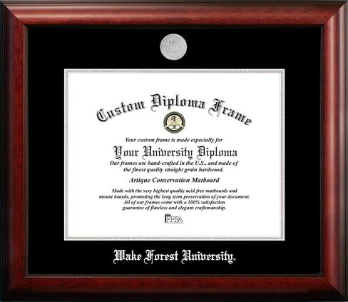 Campus Images NCAA Wake Forest Demon Deacons Unisex Silver Embossed Diploma Frame Wake Forest University 14W x 11H Silver Embossed Diploma Frame, Brown, One Size in Saudi Arabia