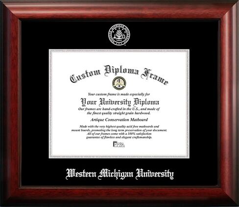 NCAA Western Michigan Broncos Unisex Silver Embossed Diploma Frame Western Michigan University 11W x 8.5H Silver Embossed Diploma Frame, Brown, One Size in Saudi Arabia