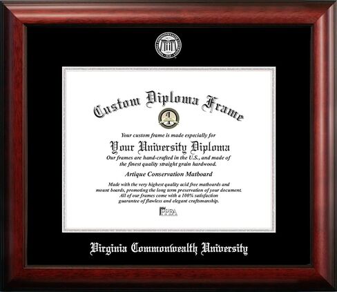 NCAA Virginia Commonwealth Rams Unisex Silver Embossed Diploma Frame Virginia Commonwealth University 14W x 11H Silver Embossed Diploma Frame, Brown, One Size in Saudi Arabia