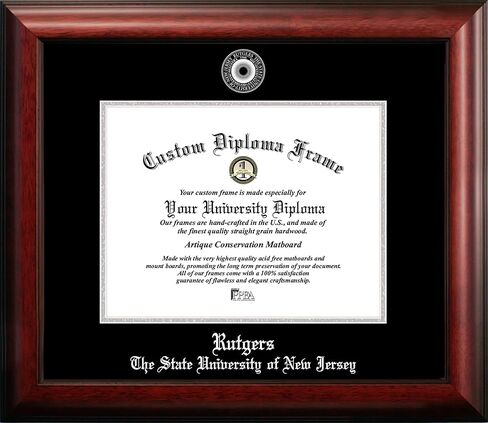 Campus Images NCAA Rutgers Scarlet Knights Unisex Silver Embossed Diploma Frame Rutgers University, The State University of New Jersey, 11W x 8.5H Silver Embossed Diploma Frame, Brown, One Size in Saudi Arabia