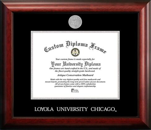 Campus Images NCAA Loyola Chicago Ramblers Unisex Silver Embossed Diploma Frame Loyola University Chicago 11W x 8.5H Silver Embossed Diploma Frame, Brown, One Size in Saudi Arabia