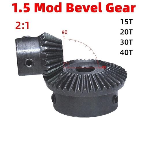 Single 1.5 Module Bevel Gear 1:2 30/40Teeth 45# Steel Bore 5-20mm Mechanical Transmission 1Pcs(19mm,40 Teeth) in Saudi Arabia
