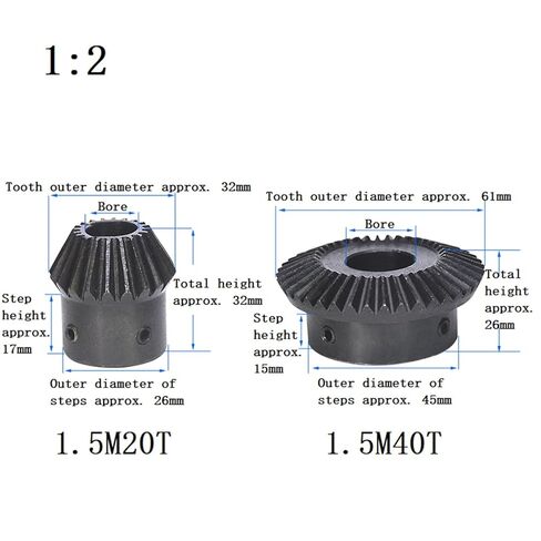 Single 1.5 Module Bevel Gear 1:2 30/40Teeth 45# Steel Bore 5-20mm Mechanical Transmission 1Pcs(19mm,40 Teeth) in Saudi Arabia