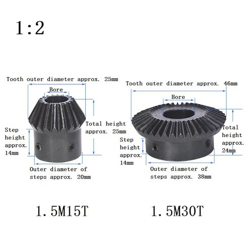 Single 1.5 Module Bevel Gear 1:2 30/40Teeth 45# Steel Bore 5-20mm Mechanical Transmission 1Pcs(19mm,40 Teeth) in Saudi Arabia