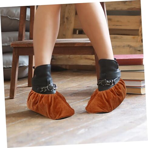 Mikikit 2pairs Bowling Shoe Covers Men Women Non-Slip Washable Full Coverage Shoe Protectors for Indoor Sports Brown in Saudi Arabia